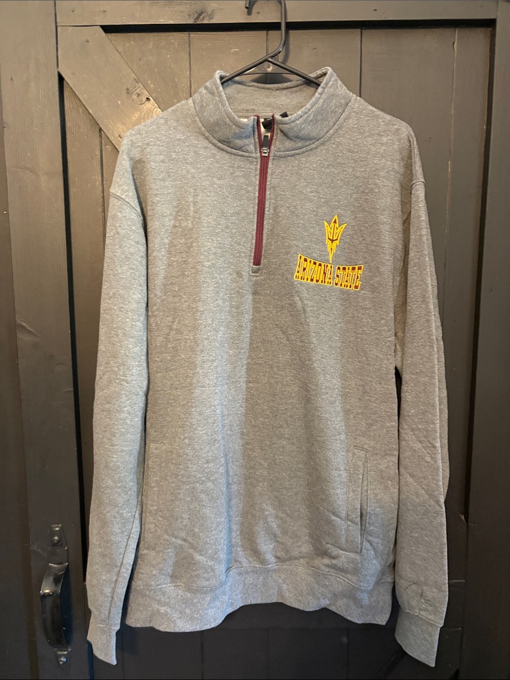 Colosseum Gray Quarter-Zip Pullover with Maroon Zipper and Gold Logo